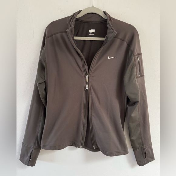 Nike FIT DRY girls large 12 to 14 Olive Green full zip jacket - Picture 2 of 6